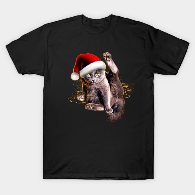 Funny Christmas Cat T-Shirt by Green Splash